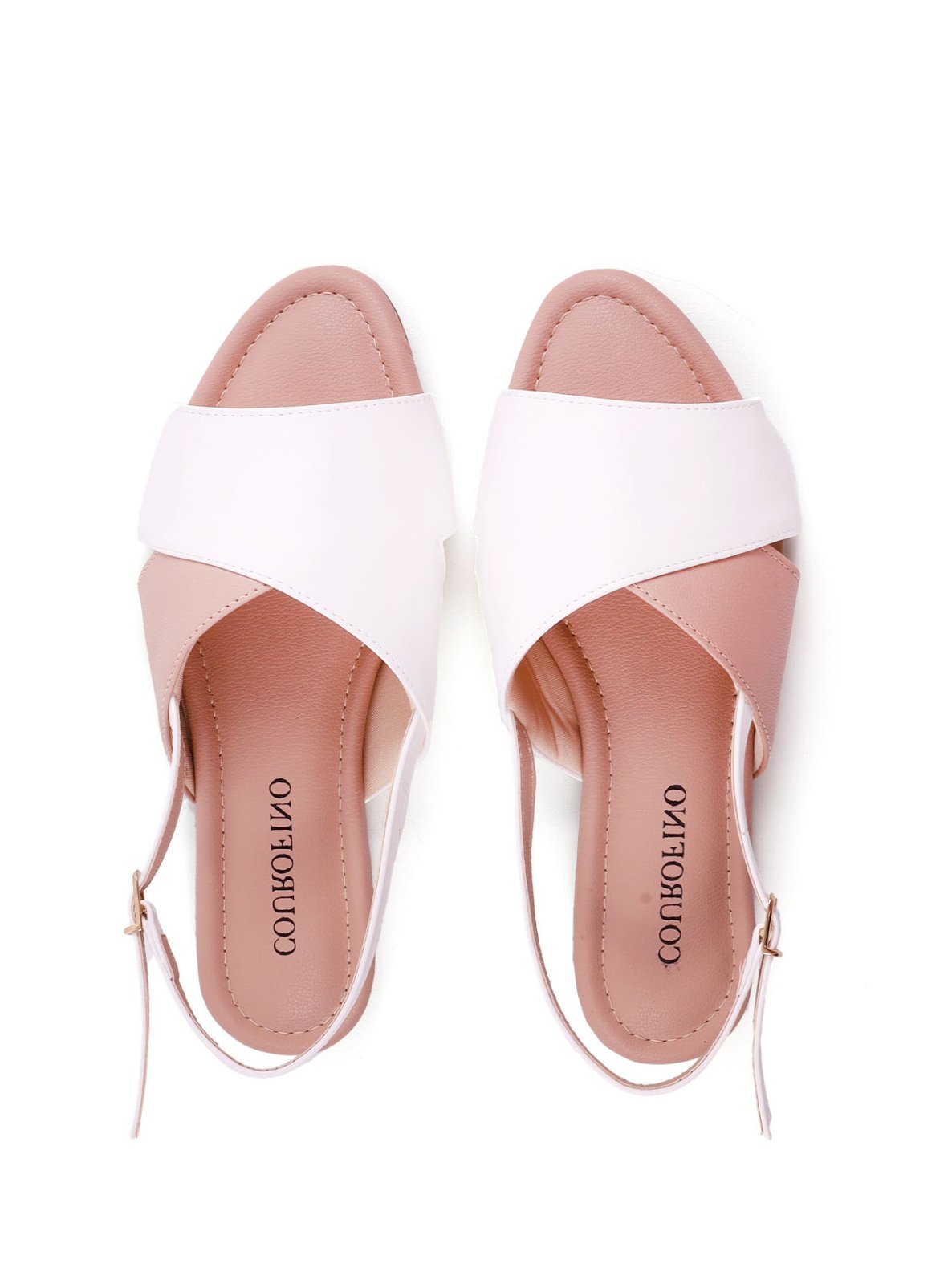 Sandália Rasteira Tiras Cruzadas Bicolor SDI-12269 - NU