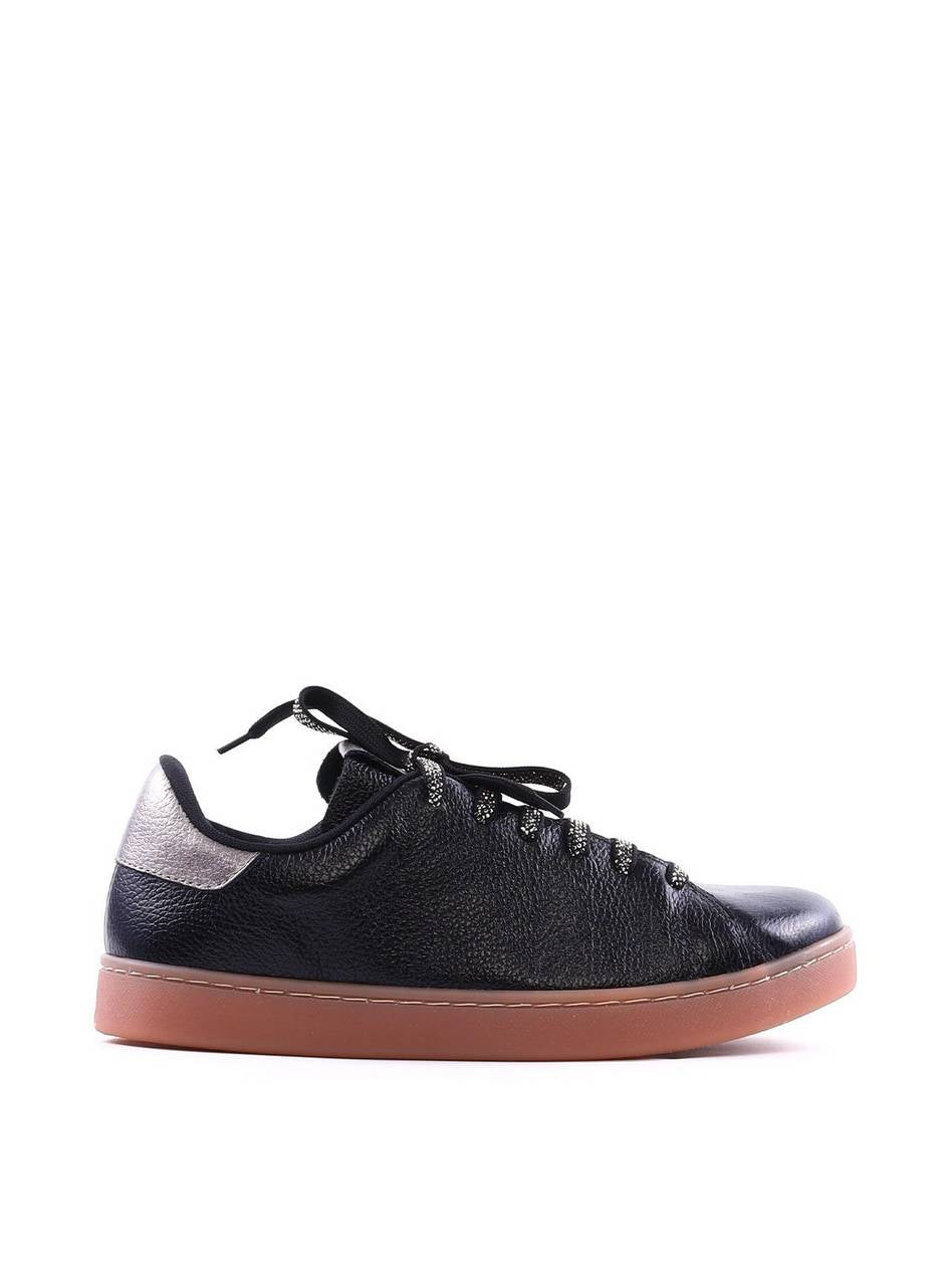 Tênis Casual com Cadarço em Strass - Preto SP-12030 - PR