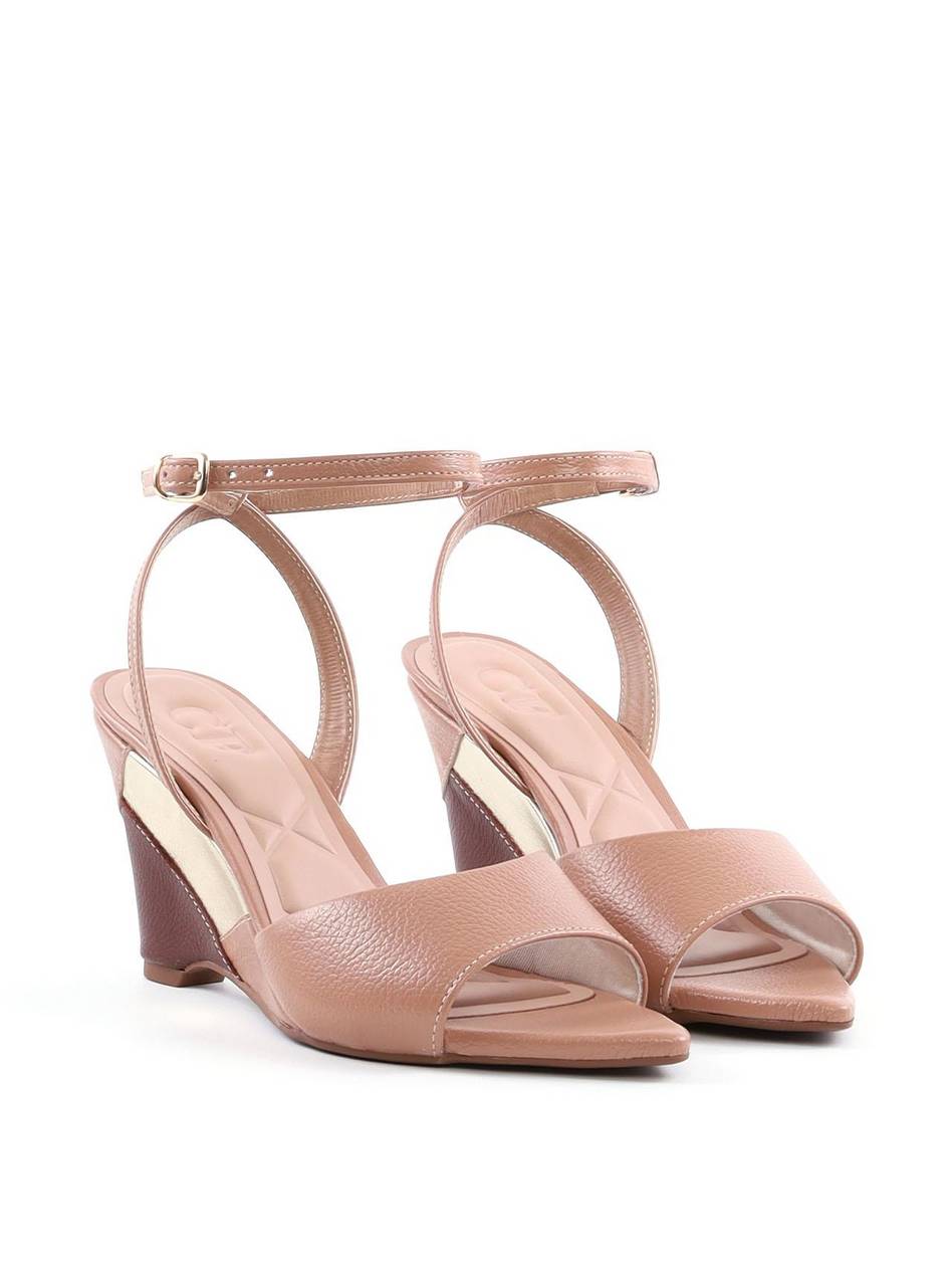 Sandália Anabela Patchwork Bico Folha - Nude SDI-12087 - NU