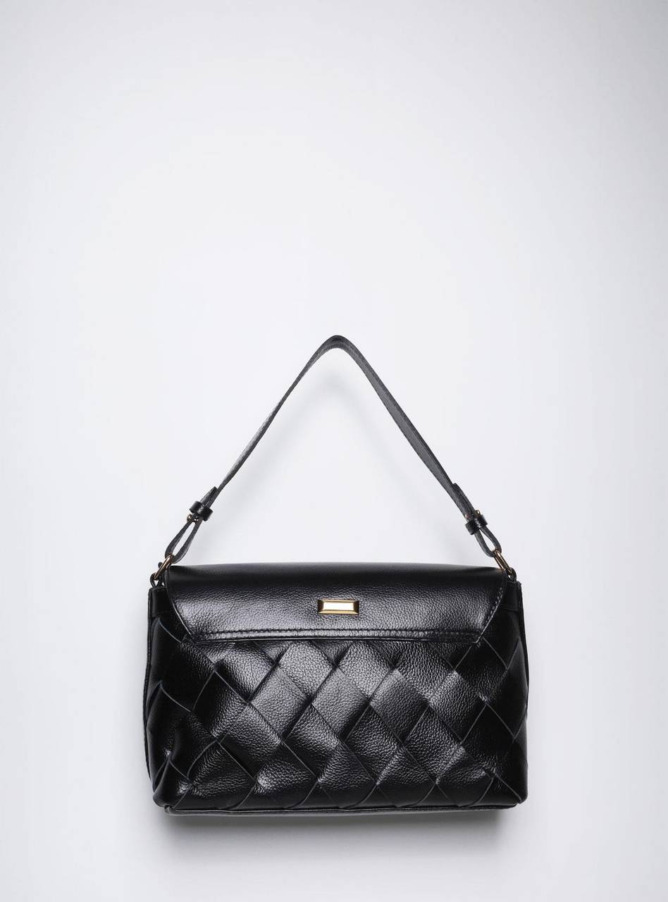 Bolsa Satchel Média Couro Transversal Preta BSI-5849 - PR