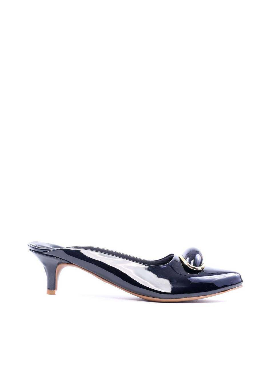 Mulle com Salto Kitten Maxi e Adorno Orgânico - Preto SDI-11760 - PR