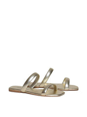 Sandália Feminina Rasteira Duas Tiras - Ouro SDI-11620 - AU