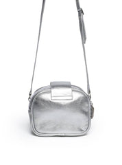 Bolsa Bag Couro Transversal 2 Zíperes Prata BSI-5071 - PT