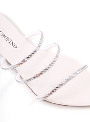 Sandália Rasteira com Strass Bico Folha SDI-12244 - FE