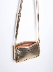 Bolsa Clutch Couro Pequena Transversal Ouro BSI-5873 - AU