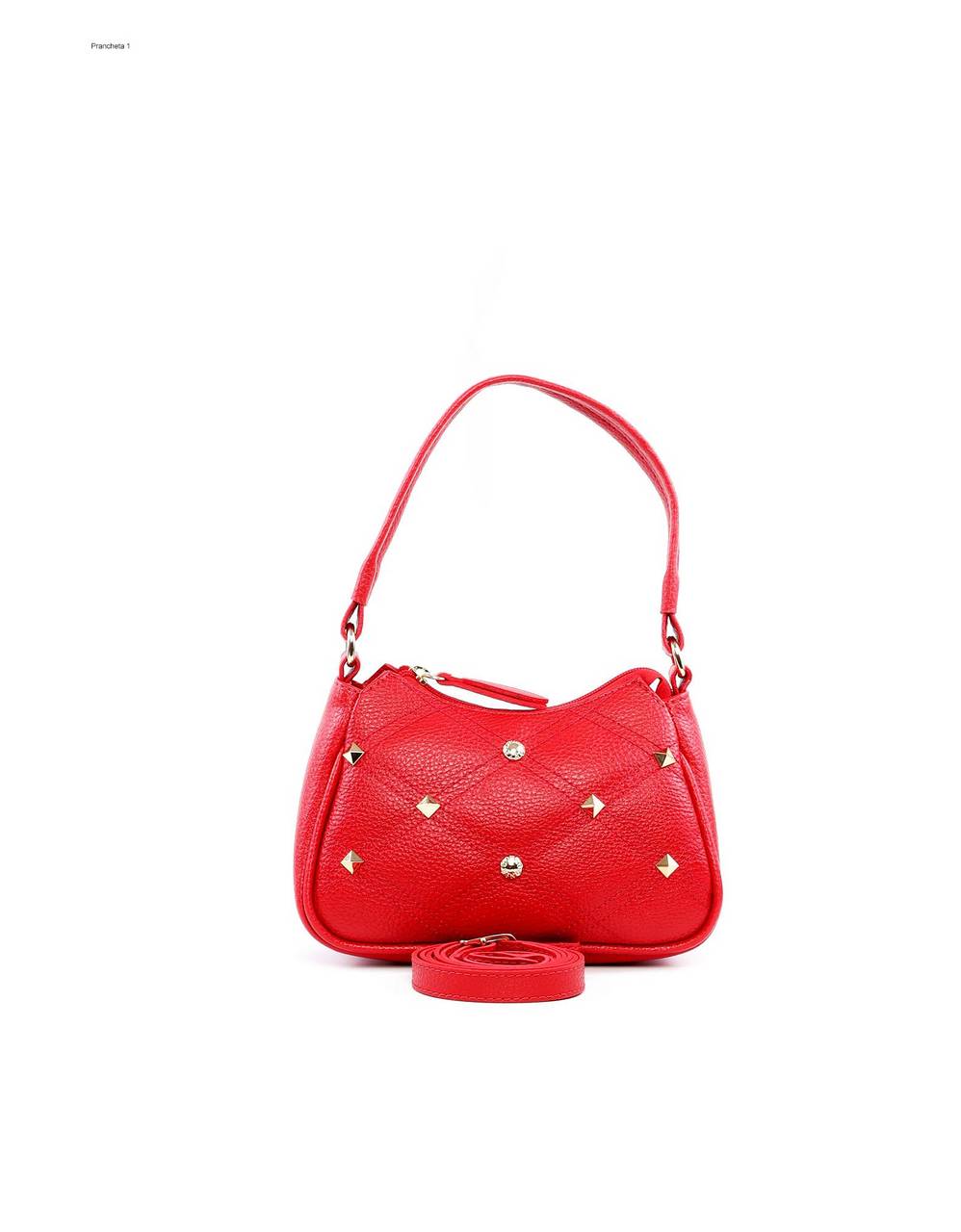 Bolsa Clutch com Alça Tiracolo Removível em Matelassê e Spikes - Vermelha BSI-5966 - VE