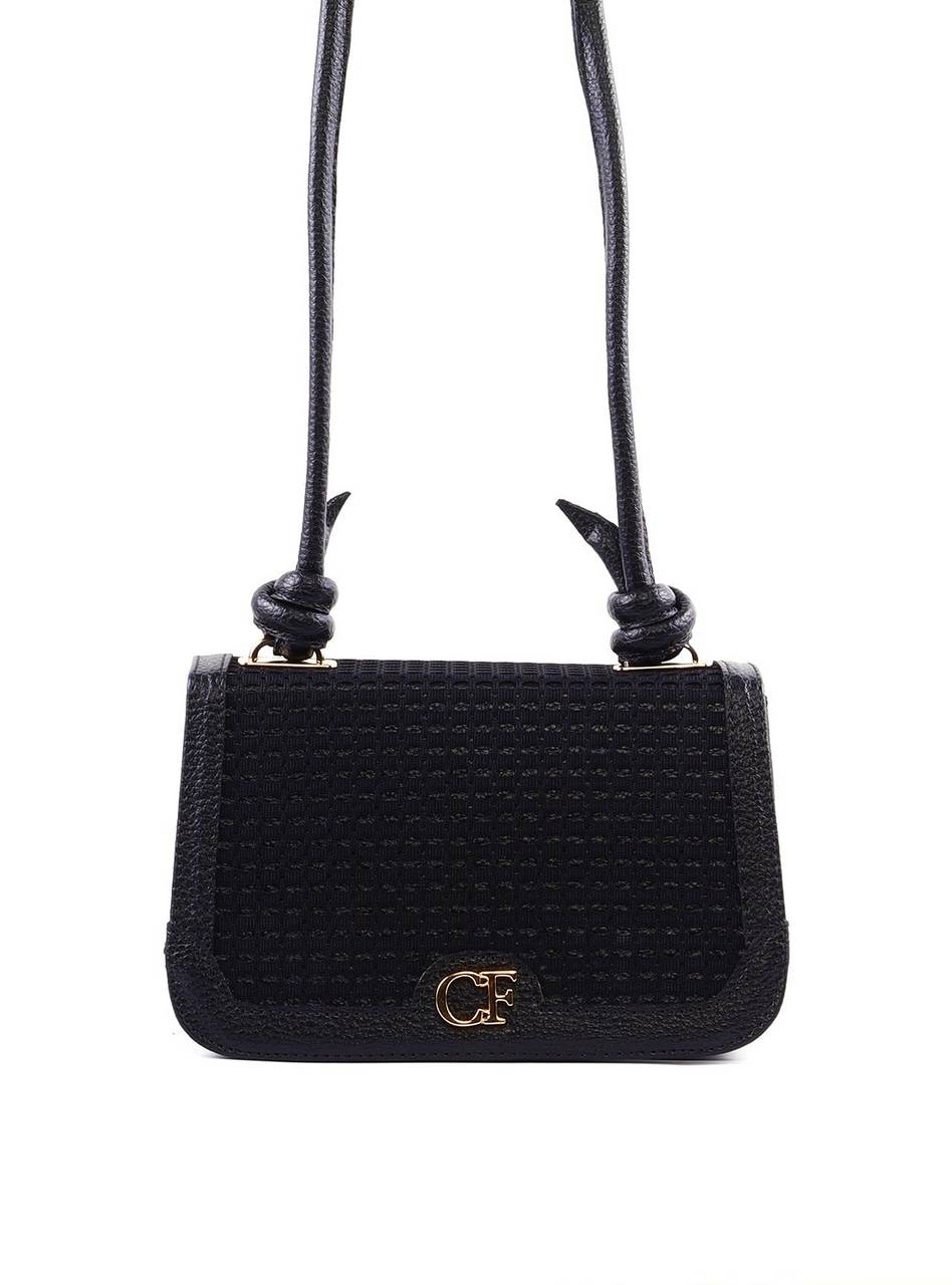 Bolsa Satchel Detalhe Tela Frontal Alça Nó - Preta BSI-6378 - PR