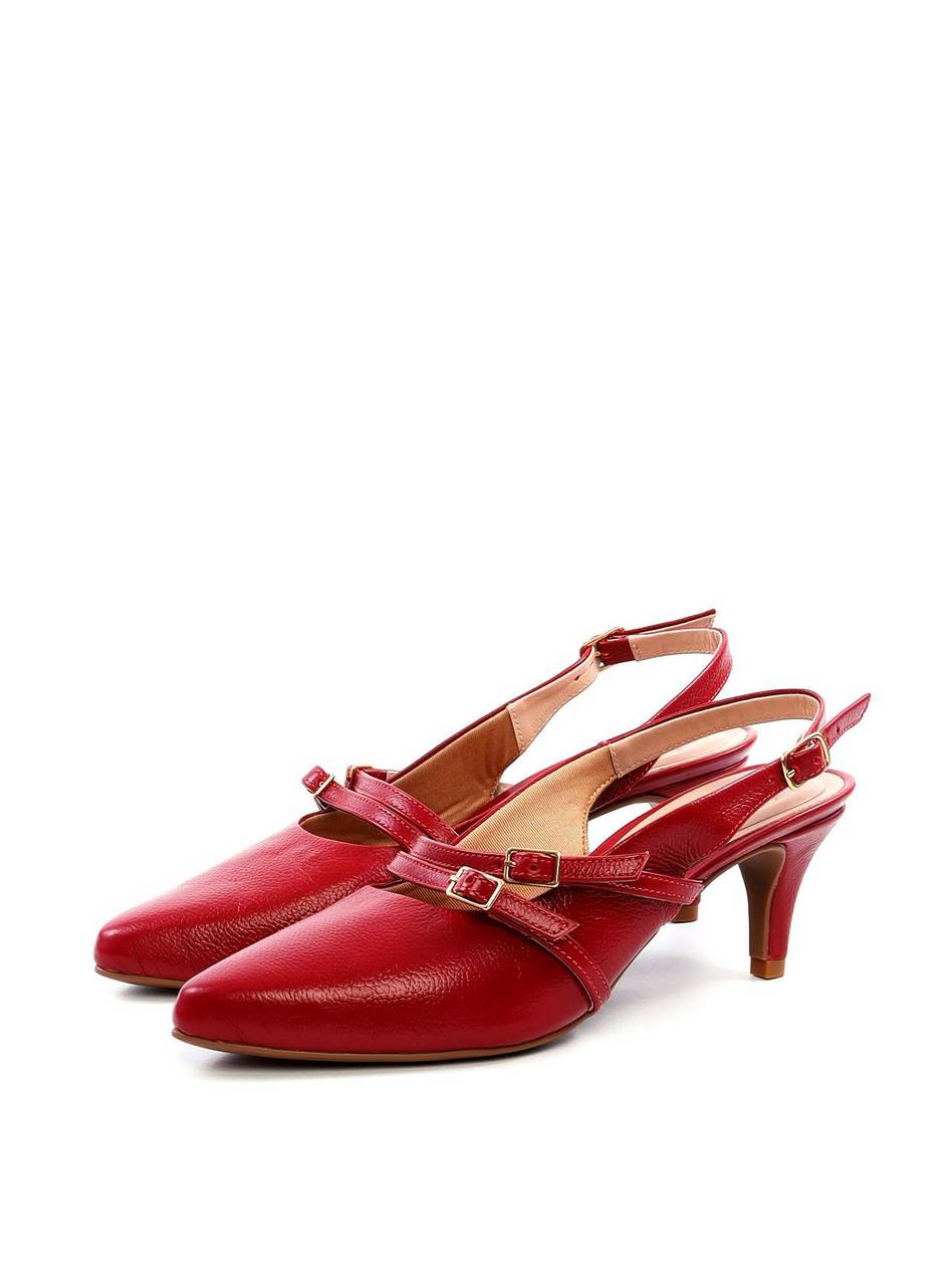 Scarpin Slingback com Fivelas Laterias - Vermelha SDI-11737 - VE