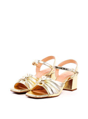 Sandália Salto Bloco Detalhe Drapeado - Ouro SDI-11977 - AU