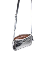 Bolsa Clutch Couro Pequena Transversal Prata BSI-5873 - PT