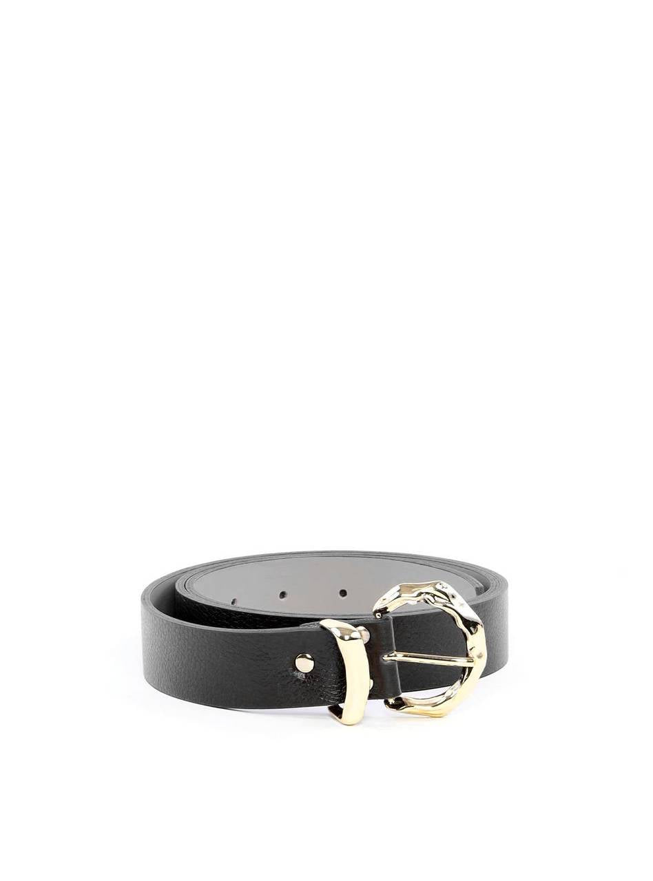 Cinto Feminino Largo de Couro com Fivela e Passador Orgânico - Preto CTI-992 - PR