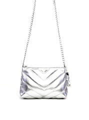 Bolsa Clutch Sintética Tiracolo com Detalhes em Costura - Prata BSI-5961 - PT