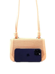 Bolsa Satchel Detalhe Tela Frontal Alça Nó - Nude BSI-6378 - NU
