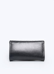 Bolsa Clutch Pequena Tiracolo Tampa Brilhosa Preta BSI-5874 - PR