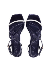 Sandália Salto Bloco com Tira Lateral e Strass - Preta SDI-11919 - PR