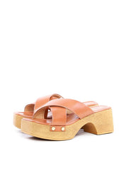 Tamanco Plataforma com Tiras Cruzadas e Tachas - Nude SDI-11855 - NU