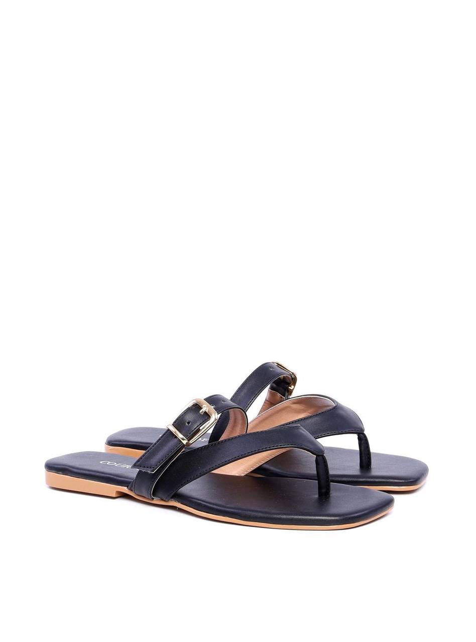 Sandália Feminina Rasteira de Dedo - Preta SDI-11698 - PR