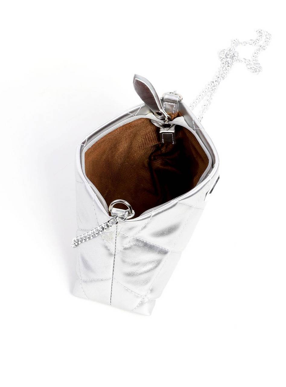 Bolsa Clutch Transversal em Metalassê - Prata BSI-6288 - PT