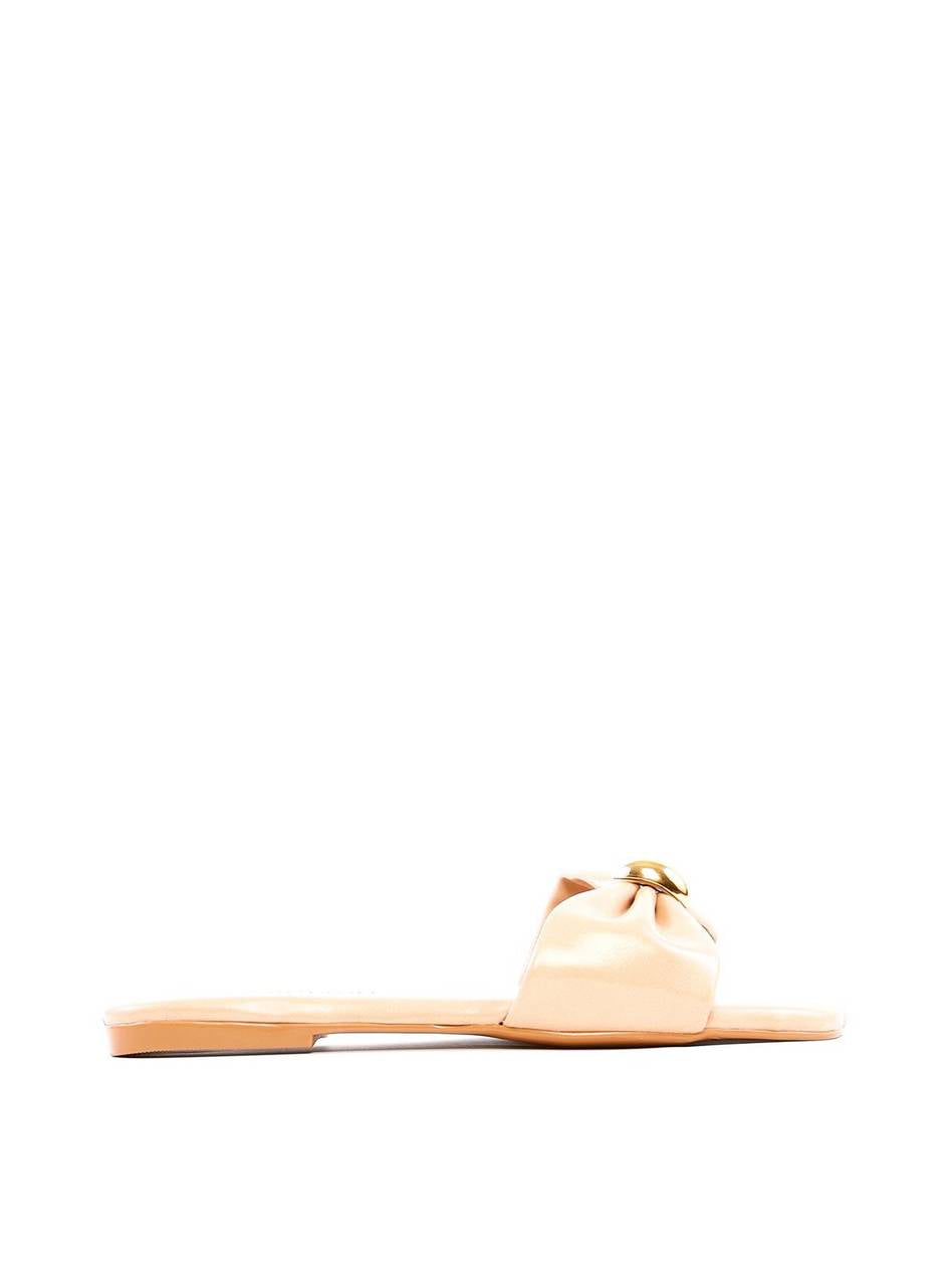 Rasteira Drapeada Enfeite Orgânico - Nude SDI-11983 - NU