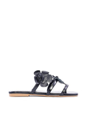 Rasteira Slide com Duas Flores - Preta SDI-11848 - PR