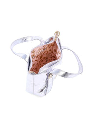 Bolsa Tote com Alça Dupla e Enfeite de Flor - Prata BSI-6111 - PT