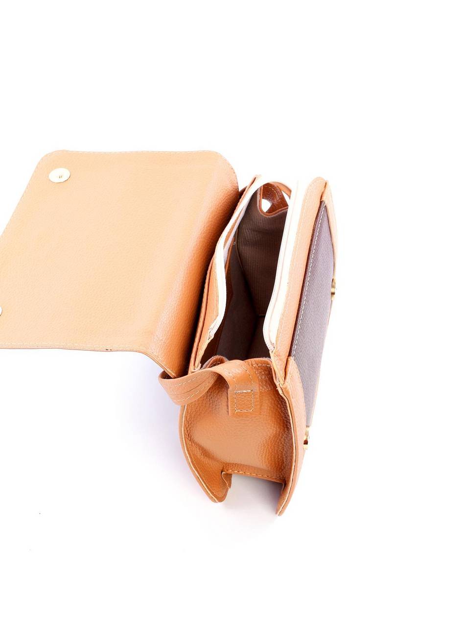 Bolsa Satchel Transversal Bicolor - Nude BSI-6094 - NU