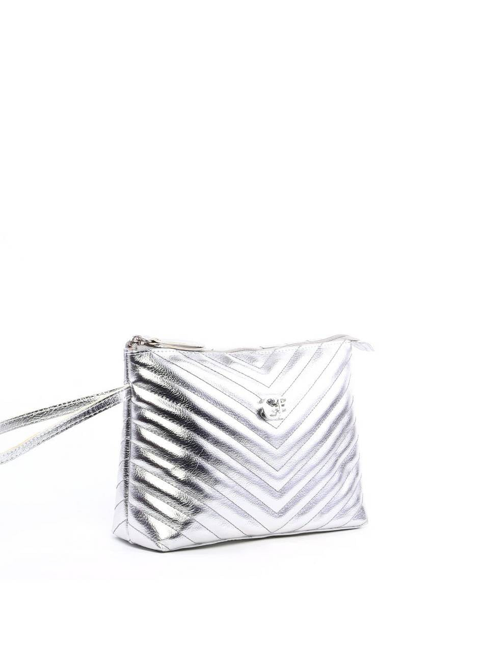Bolsa Clutch com Detalhe de Costura - Prata BSI-6317 - PT