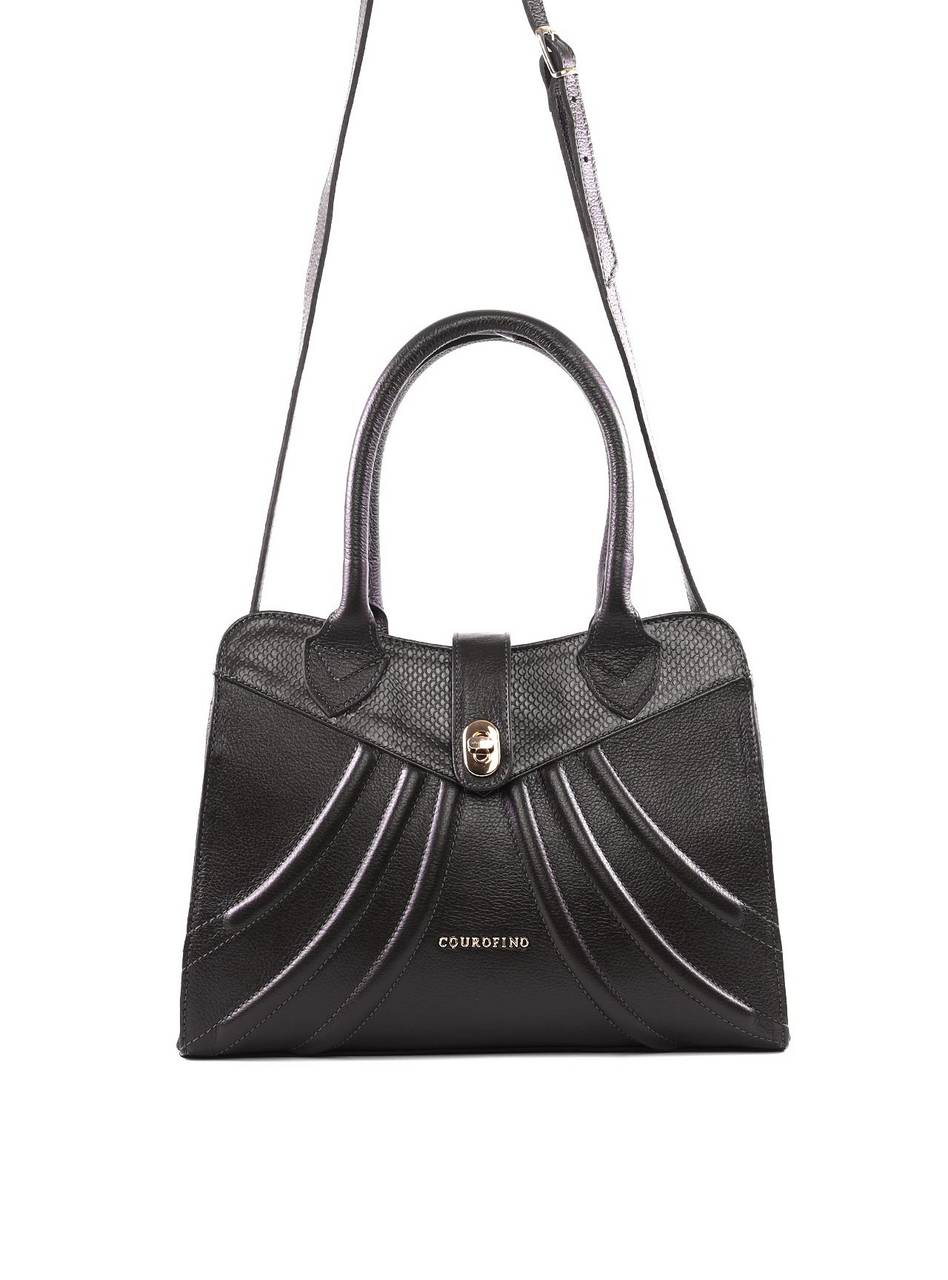 Bolsa Tote Detalhe Costura Frontal Alça Dupla - Preta BSI-6379 - PR