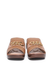 Sandália Feminina Couro Tamanco Anabela Confort Castor SDI-11595 - CS