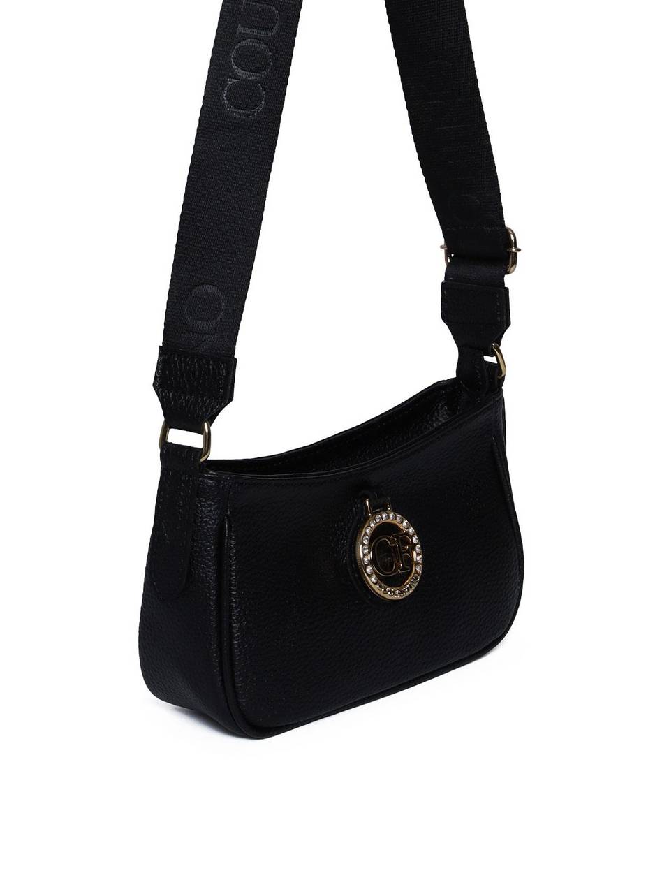 Bolsa Hobo Transversal com Bag Charm - Preta BSI-5977 - PR