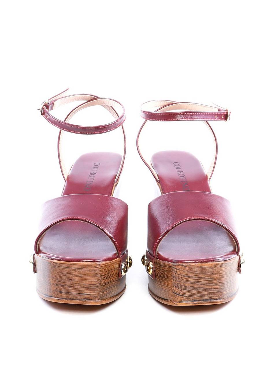 Sandália salto Plataforma com Detalhes Laterais - Vinho SDI-11763 - VI