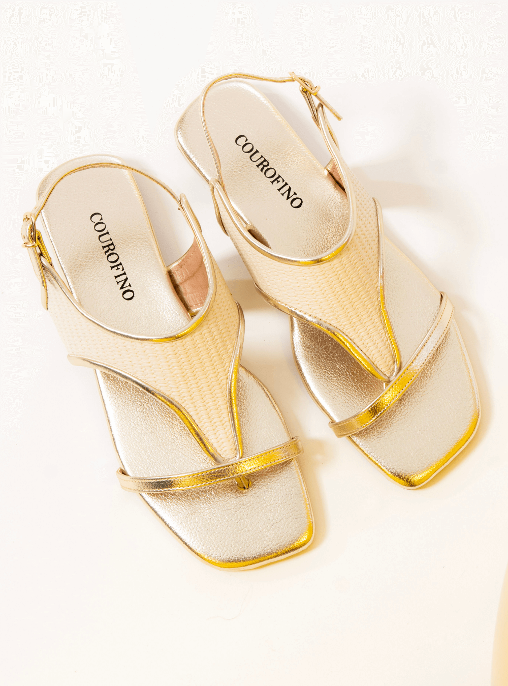 Rasteira em Palha com Tira Fina - Ouro SDI-11940 - AU