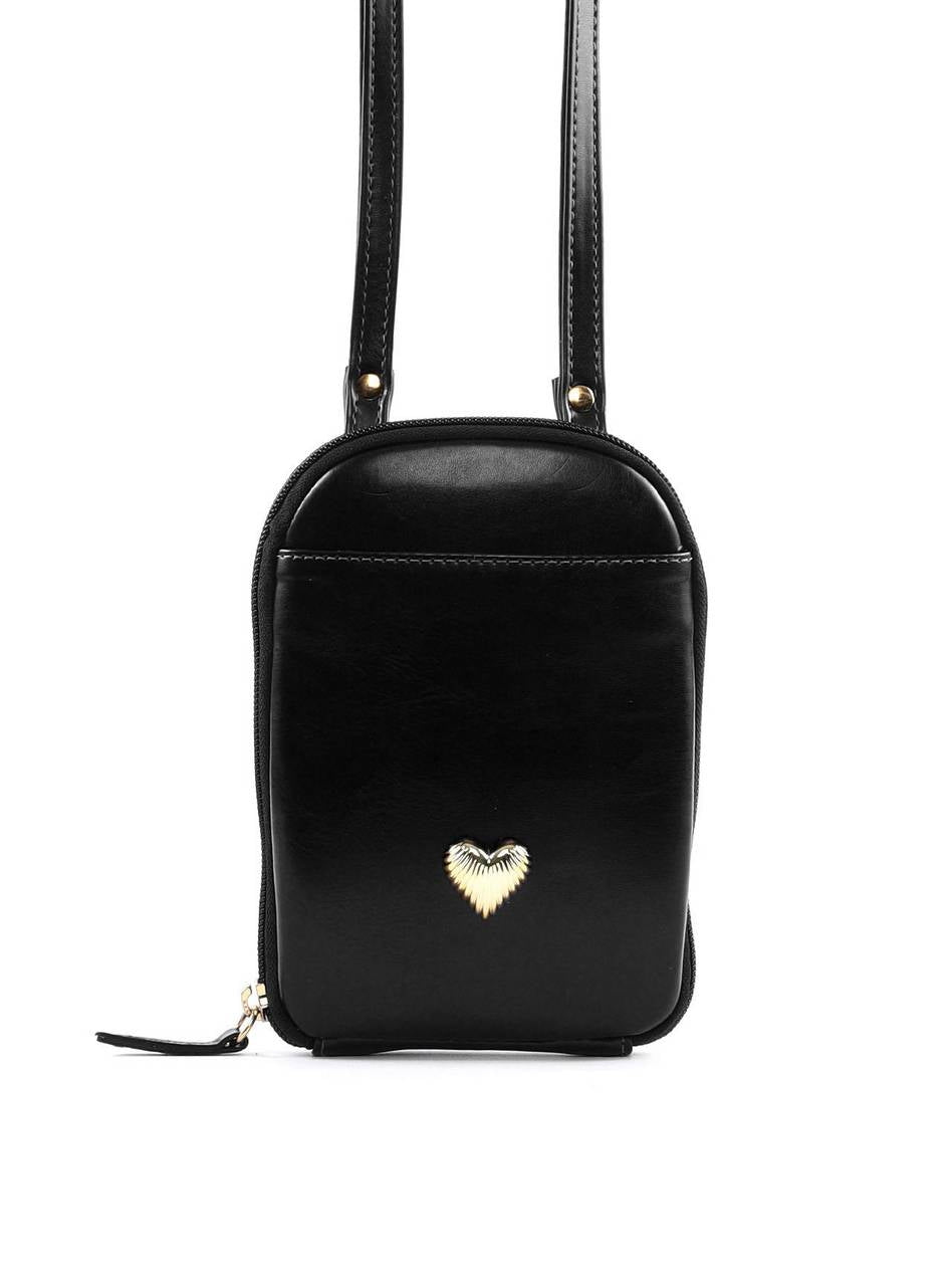 Bolsa Bag Transversal Coração Porta Celular - Preta BSI-6396 - PR