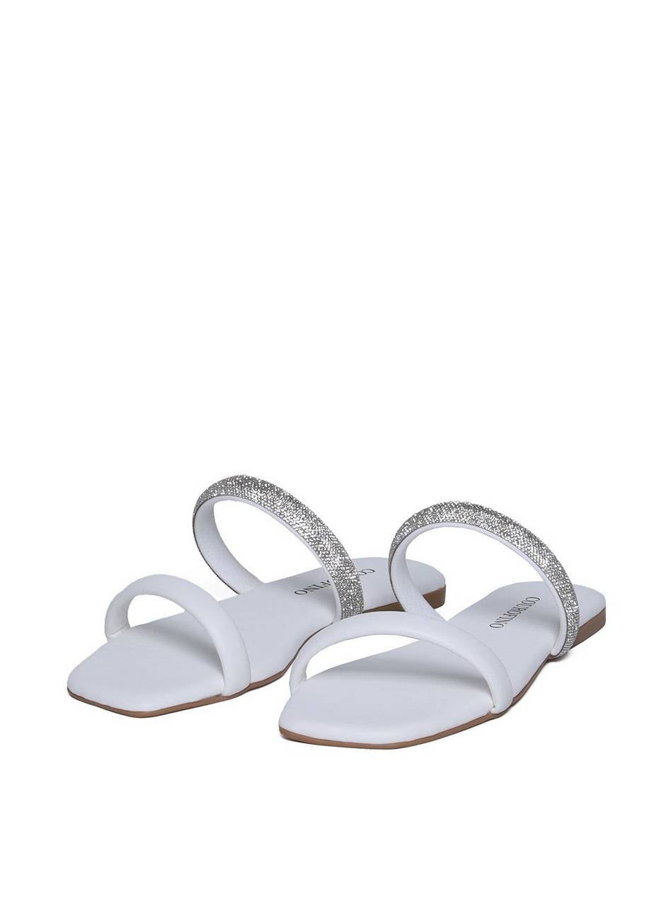 Sandália Rasteira Tira Fina Brilhosa - Branca SDI-11660 - BR