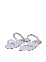 Sandália Rasteira Tira Fina Brilhosa - Branca SDI-11660 - BR