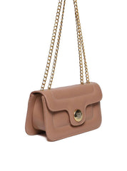 Bolsa Satchel Retangular com Tampa Matelasse - Nude BSI-5967 - NU