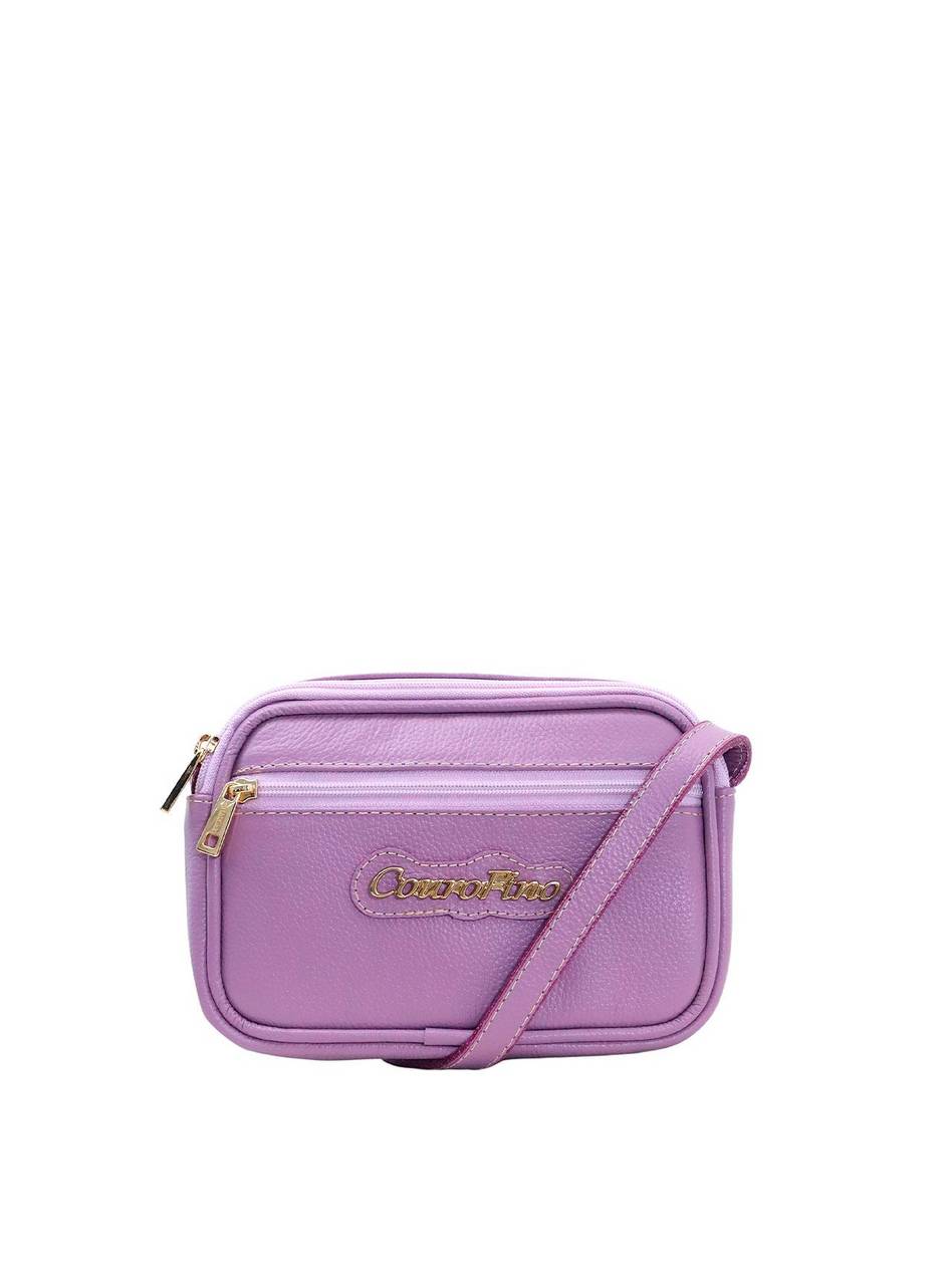 Bolsa Clutch Couro Pequena Transversal Ziper Lilás BSI-5677 - LI