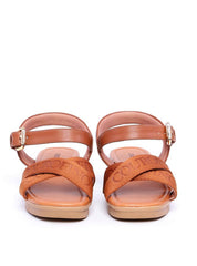 Sandália Feminina Anabela Confort com Tiras Cruzadas Castor SDI-11694 - CS