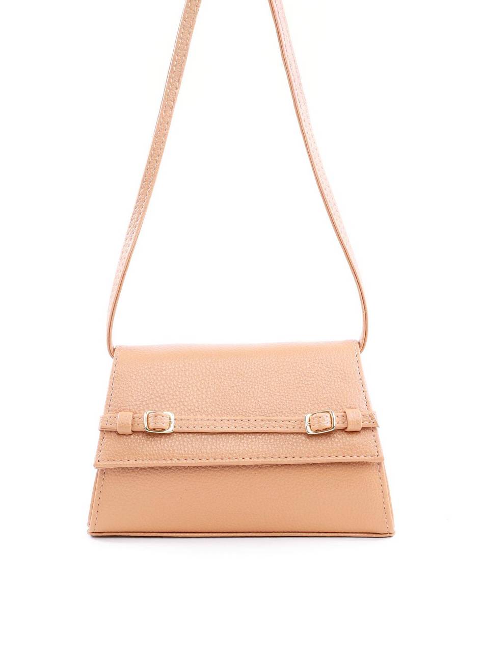 Bolsa Satchel Transversal com Fivelas - Nude BSI-6112 - NU