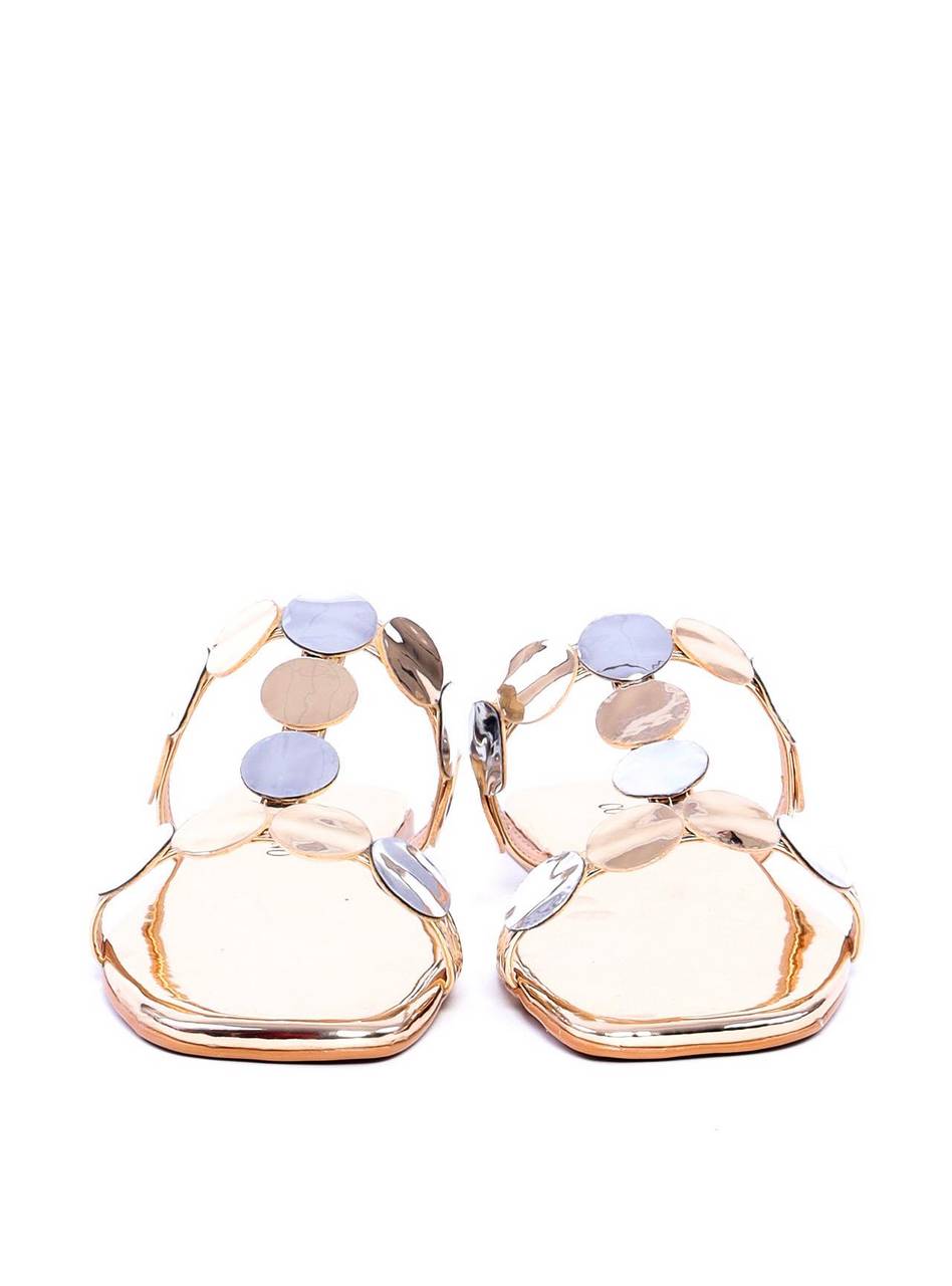 Sandália Feminina Rasteira com Tiras Frontais - Ouro SDI-11568 - AU