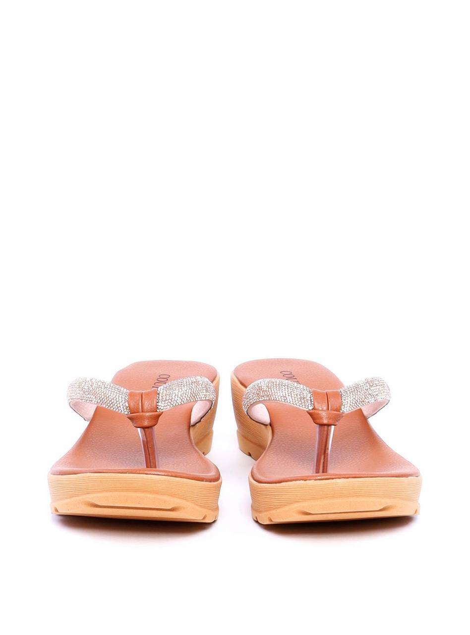Sandália Feminina Tamanco Anabela Comfort com Tiras em Strass - Castor SDI-11699 - CS