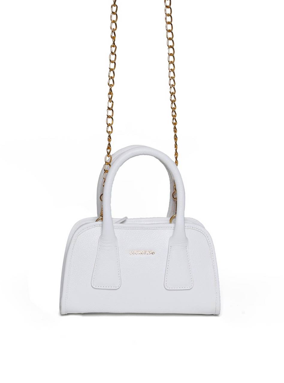 Bolsa Tote Tiracolo Costura Geométrica Branca  BSI-5985 - BR