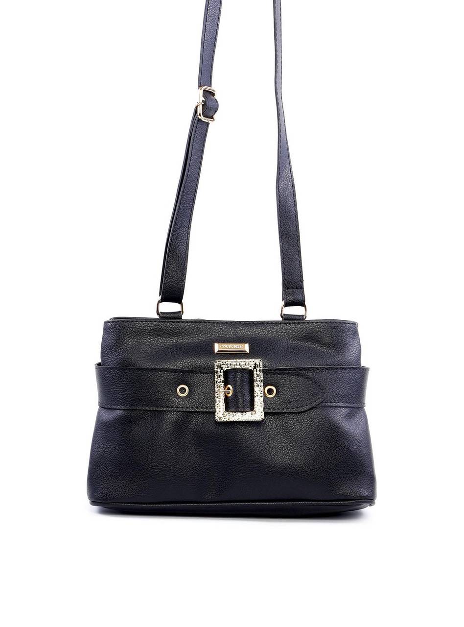 Bolsa Tote Transversal com Fivela - Preta BSI-6210 - PR