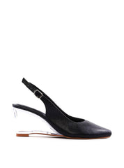 Scarpin Slingback com Salto Anabela em Acrílico - Preta SDI-12067 - PR