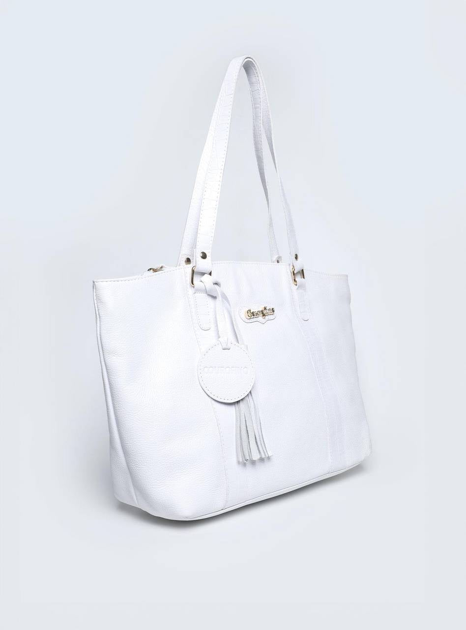 Bolsa Shopper Couro Tiracolo Bolinha Branca BSI-5074 - BR