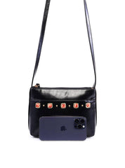 Bolsa Tote Transversal com Pedraria - Preta BSI-6362 - PR