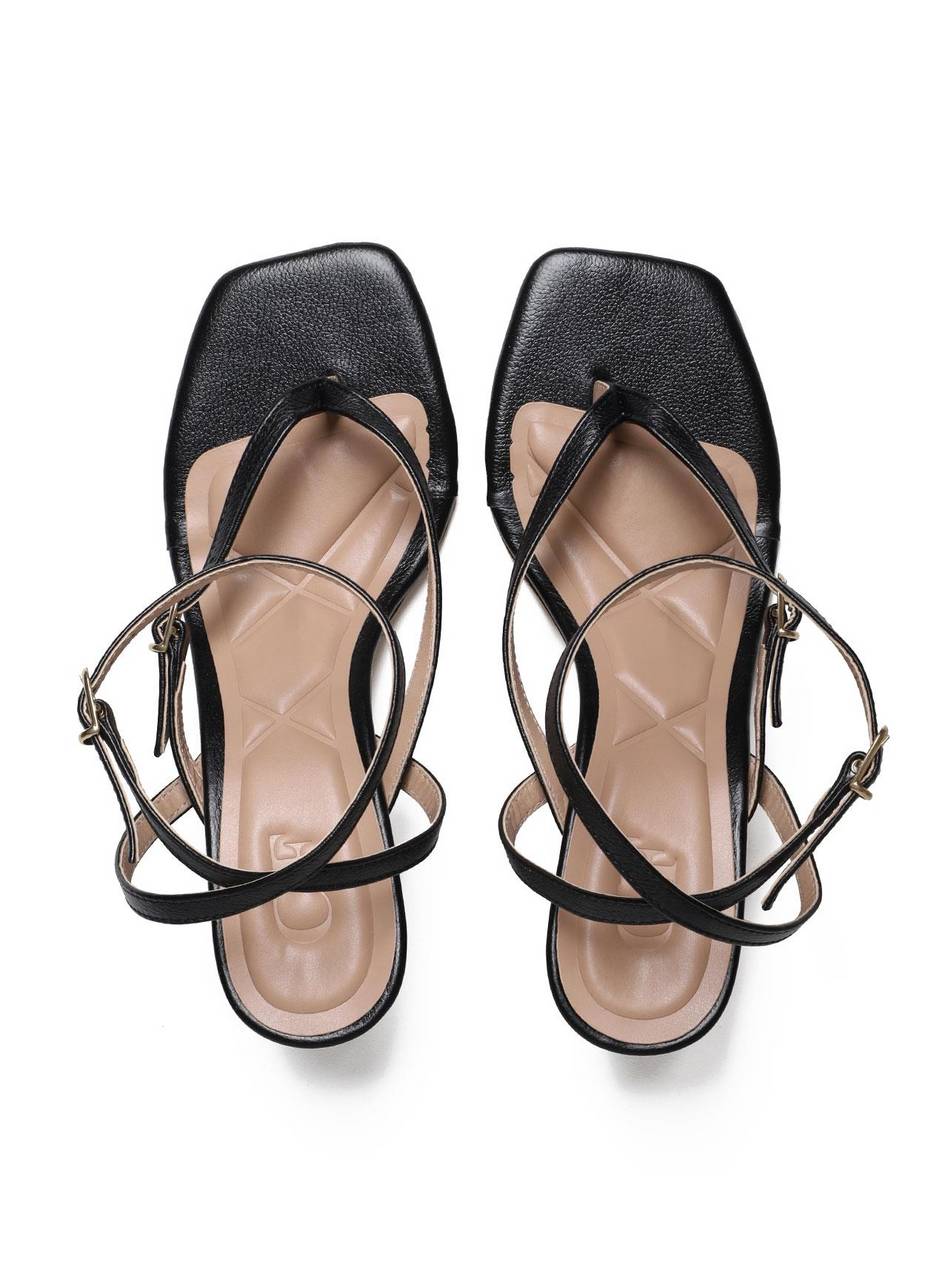 Sandália Feminina Couro Salto Fino - Preta   SDI-11648 - PR