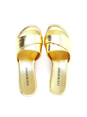 Tamanco Plataforma com Tiras Largas Sobrepostas - Ouro SDI-11927 - AU