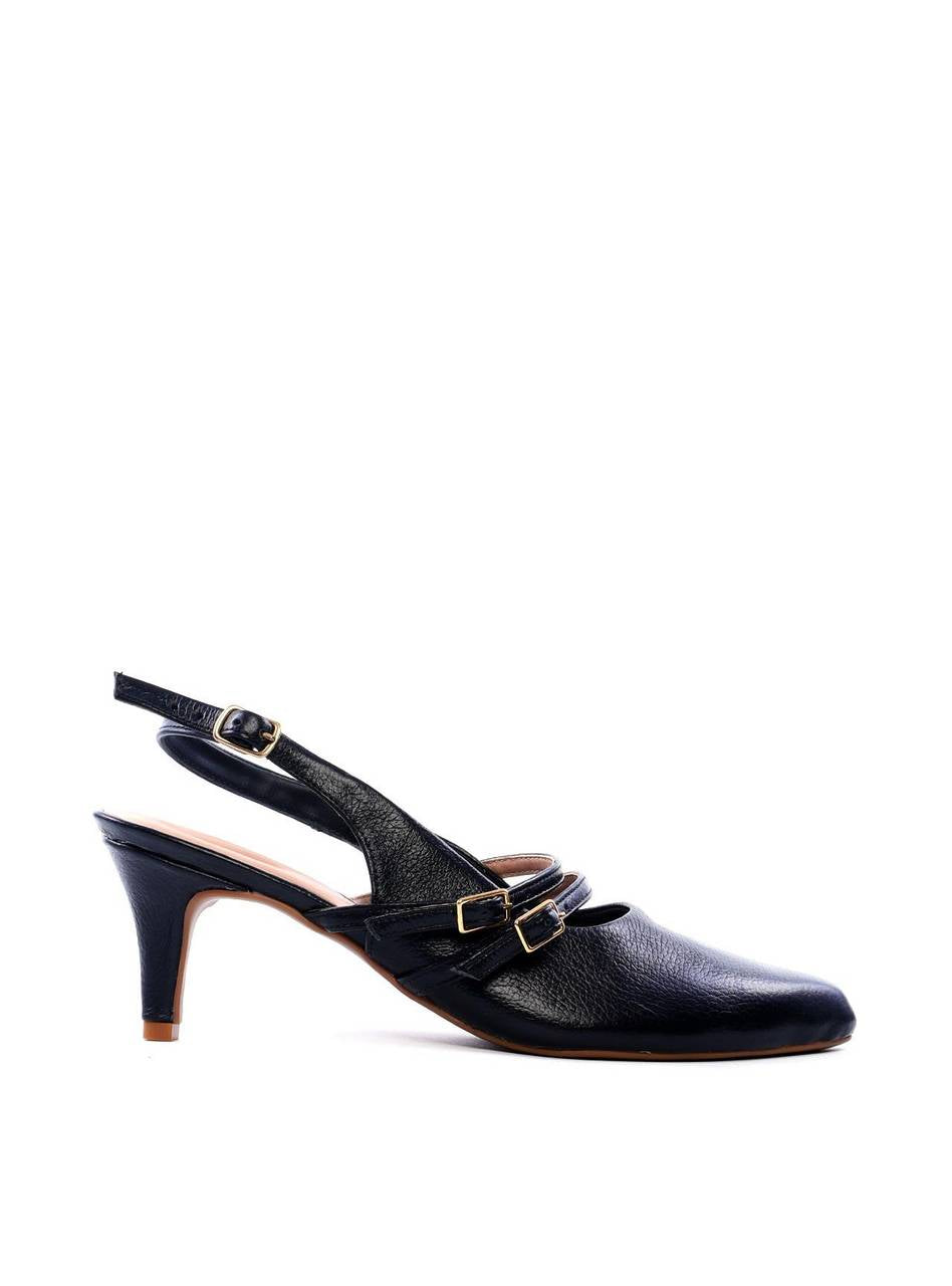 Scarpin Slingback com Fivelas Laterias - Preta SDI-11737 - PR