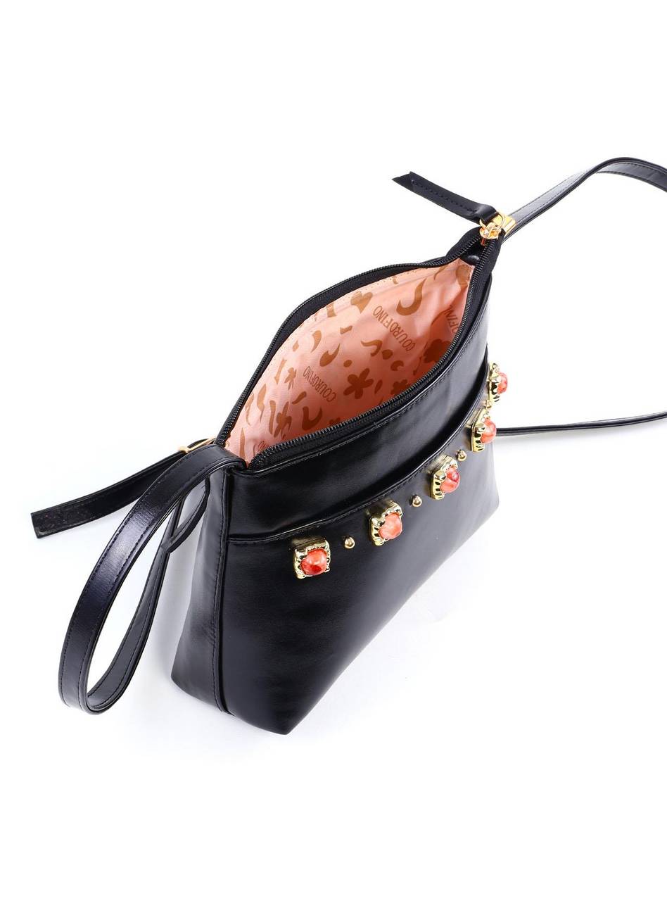 Bolsa Tote Transversal com Pedraria - Preta BSI-6362 - PR